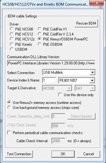 Figure 5: Connection Driver configuration and parameters settings window 6.2. Establish.ELF file for the communication and variables definition 1.