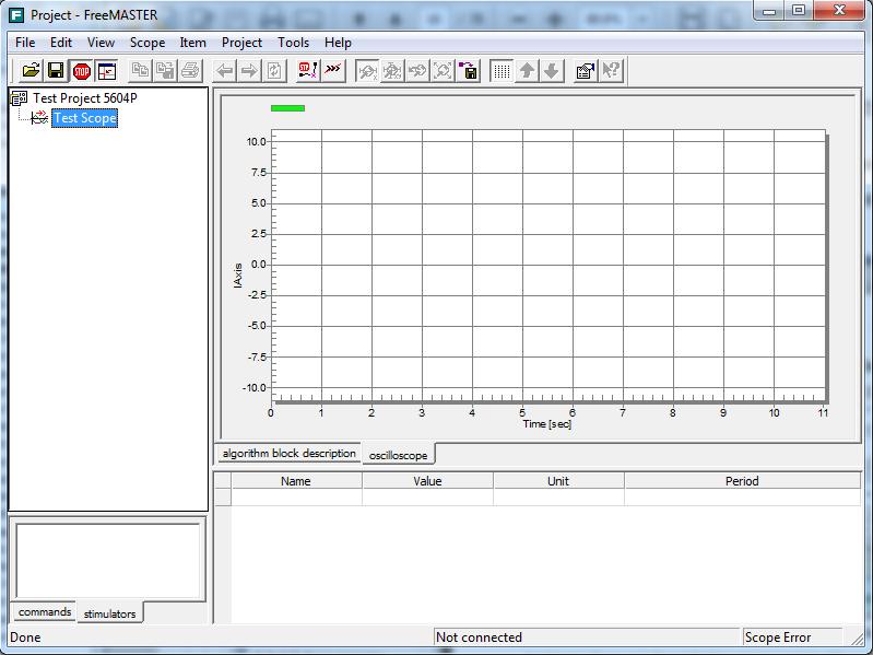 Figure 3: Scope of project created in FreeMASTER v1.3 tool 6. Integrate the FreeMASTER Project NOTE: There have to be correctly done and valid project in CodeWarrior for Microcontrollers v10.