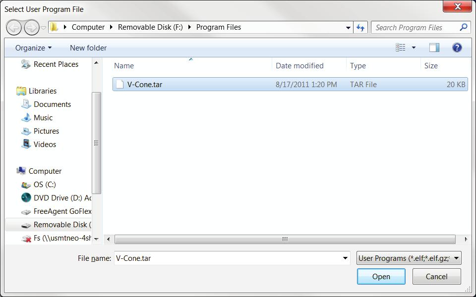 Figure 2-4. Select User Program File 11. Click Open to select the program file. The User Program Administrator screen displays.
