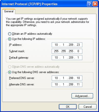 TCP/IP Settings IP address Subnet mask Default gateway The address of a machine