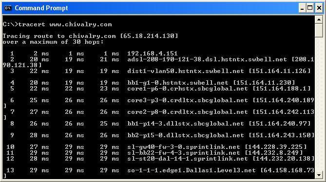 TCP/IP Tools: TRACERT TRACERT Shows the