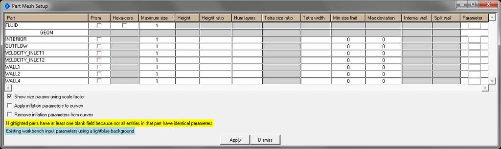 Setting mesh parameters - LMB on the maximum size, set it to 1