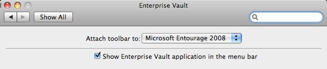 To set your system preferences for Enterprise Vault 1 On the Enterprise Vault Client application menu, choose Enterprise Vault Preferences.
