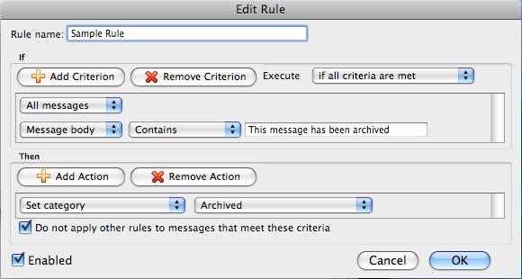 Using Symantec Enterprise Vault Setting up a mailbox rule to manage your Enterprise Vault shortcuts 21 By setting up a mailbox rule, you can manage your shortcuts in ways that give them more