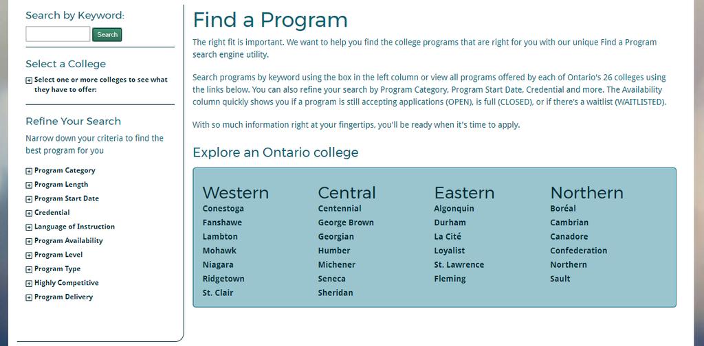 Search for Programs Go to ontariocolleges.
