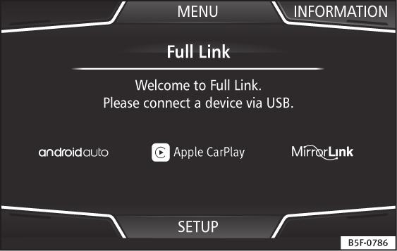Pairing of portable devices supporting the MirrorLink, Android Auto and/or Apple CarPlay technologies Fig. 63 Full Link menu Fig.