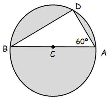 13) Point C is the center of the circle and AB has a length of 16 cm.