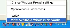 2. Right-click on the wireless computer icon in your system tray (lower-right corner).