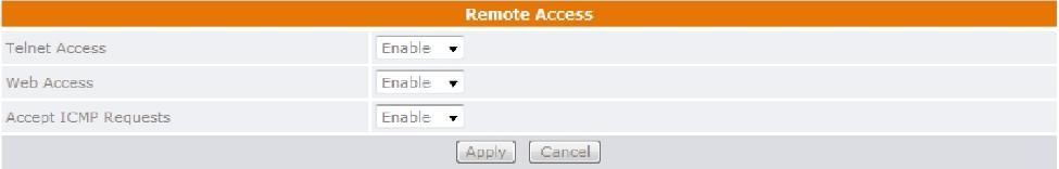 5.21 VoIP CDR Please click the Refresh button to see the updated CDR. 5.22 Advanced Remote Access To temporarily permit remote administration of the gateway (i.e. from outside your LAN).