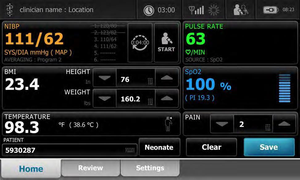 Office Profile Features: No alarms Averaging interval program enables you to record the patient's average NIBP readings over a set