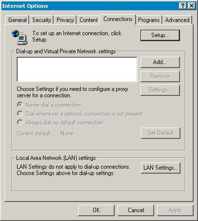 Additional APWeb Info for Network Admin 2. Select the Connections tab. 3.