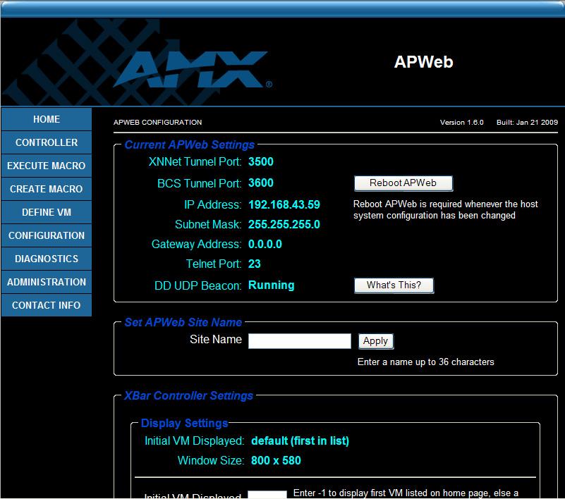 Setting a Static IP Address The current (default) IP address is displayed on the APWeb Configuration page under the section for Current APWeb Settings.