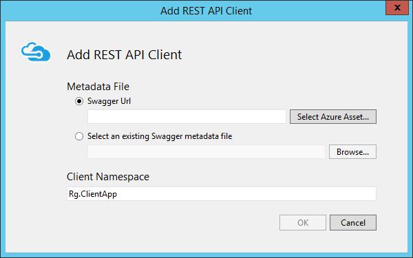 22. Right-click on your new project Rg.ClientApp.Windows in Solution Explorer and choose Add REST API Client.