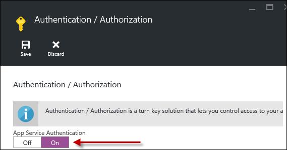 In the Settings pane, under Features, select Authentication / Authorization. 3.