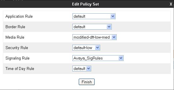 Once configuration is completed, the Avaya End Point Policy Group will appear as follows.