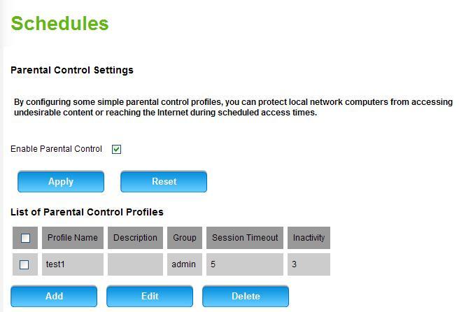 Step 2: Go to Rules for schedule page Check the box to Enable Parental Control
