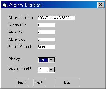 How to display alarm data trend screen Press the Setting button at the upper right-hand corner of the alarm list screen.