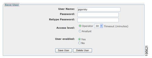 Selecting the red hyperlink username will redirect the interface to the Save User form shown in Figure 14-5 on page 14-6.