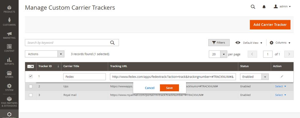 Inline Edit carrier tracker www.magevision.