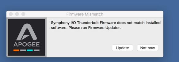 Update Symphony Firmware The first time Symphony is used after the software
