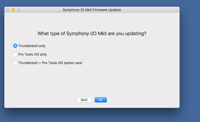 Open the Symphony Firmware Updater.