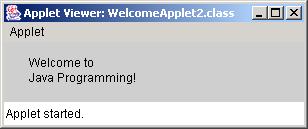<html> <applet code = "WelcomeApplet2.