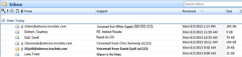 Access voicemail from your inbox Access voicemail messages as WAV file attachments right from your inbox. (Optional) Get SMS text alerts when new voicemails are received.