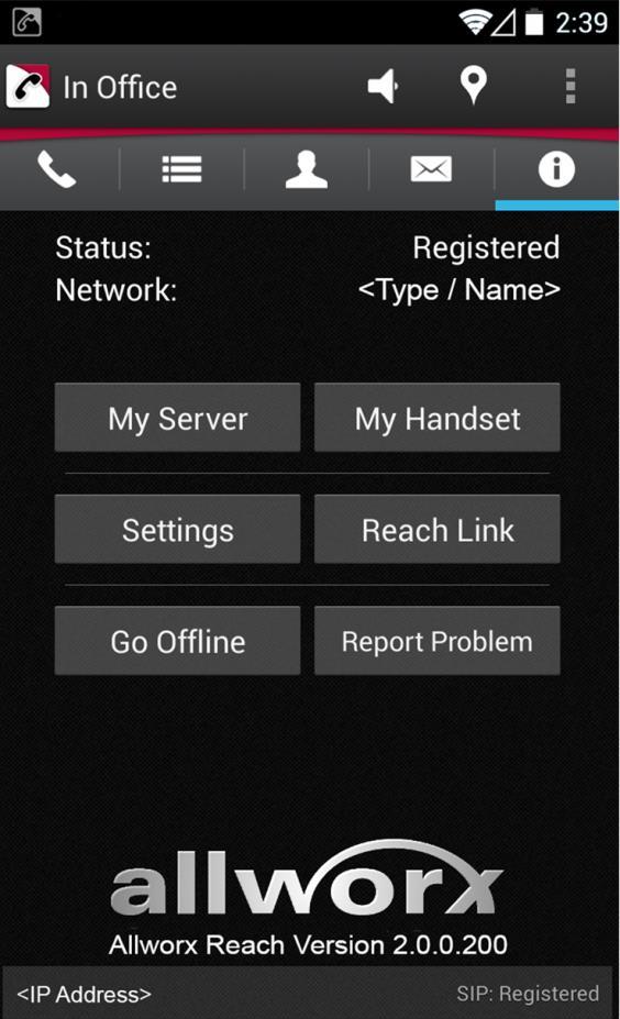 Reach Link Control how your device operates when mobile data network changes during an active call Reach Link Settings Preconfigure