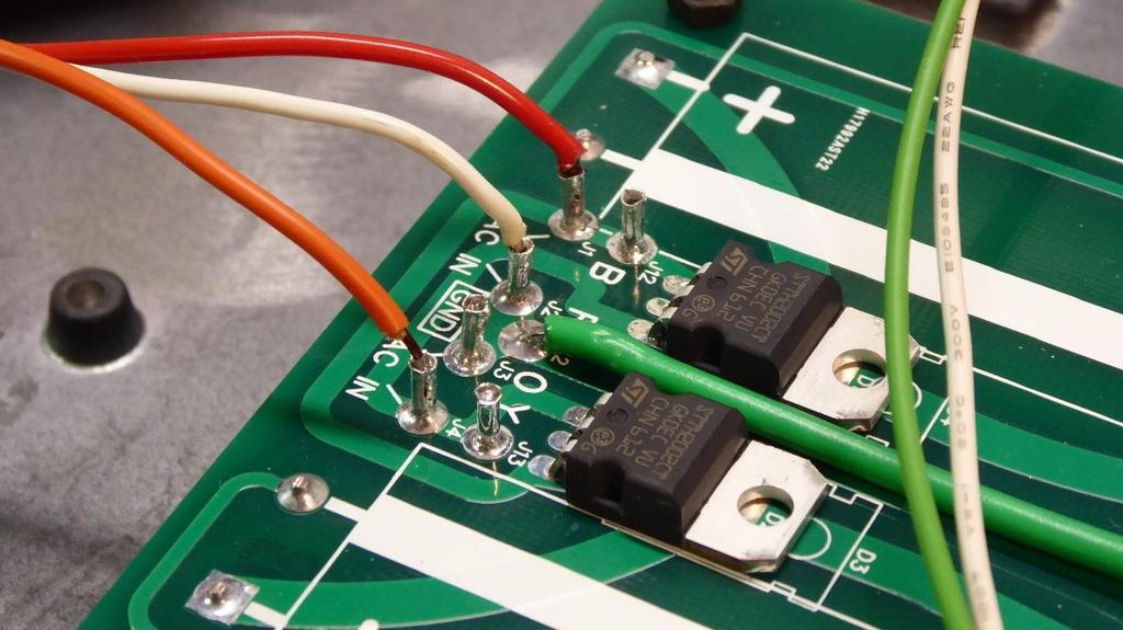 8. Cut 4 wires an appropriate length (in this example about 200mm or 8 ) to link the new and old circuit boards as shown the in the