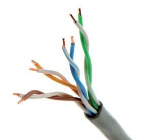 This can result in data packets being lost, particularly data being transmitted at higher frequencies. Figure 3.14 Twisted pair cable Figure 3.