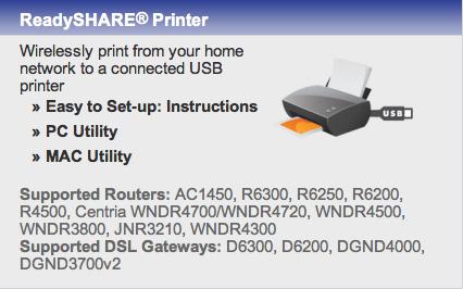 ReadySHARE Printer ReadySHARE Printer lets you connect a USB printer to the router USB port and access it wirelessly. To set up ReadySHARE Printer: 1.