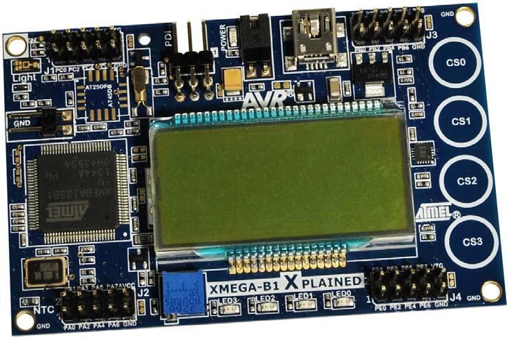 Atmel AVR1926: XMEGA-B1 Xplained Getting Started Guide Features Easy to reprogram with just a USB cable and a preprogrammed boot loader Easy to debug code with PDI-based debugger/emulator Can be used