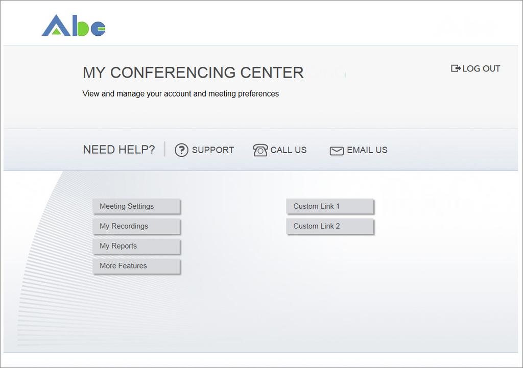 Site Settings and Branding Example My Conferencing Center The My Conferencing Center home page includes the additional links you