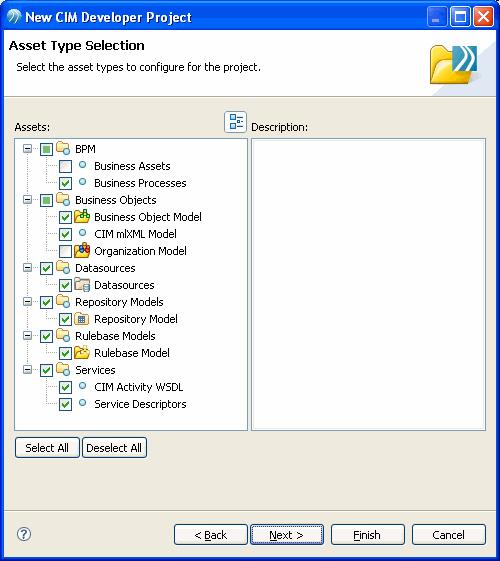 5 3. The Asset Type Selection dialog is displayed. Ensure that the following is selected and click Next.