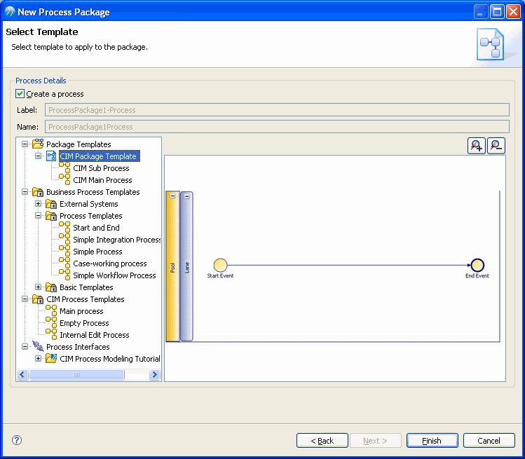 8 7. The Select Template dialog is displayed next and prompts you to select a package template.