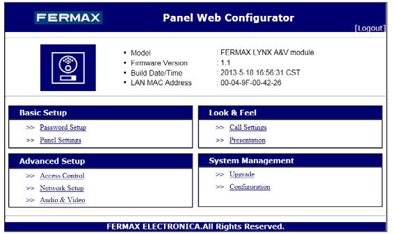 ANNEX: CONFIGURATION - PROGRAMMING: Panel / PROGRAMMING: Monitor Panel configuration from the web server. (For further details about programming options ask for our web server Lynx Panels manual cod.