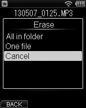 Erasing files/folders This section describes how to erase a single unneeded file from a folder, erase all the files in the current folder at once, or erase a selected folder.