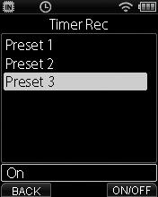 Setting timer recording [Timer Rec] Setting timer recording [Timer Rec] Turning preset recording On/Off 1 While the voice recorder is in stop mode, press the MU button.