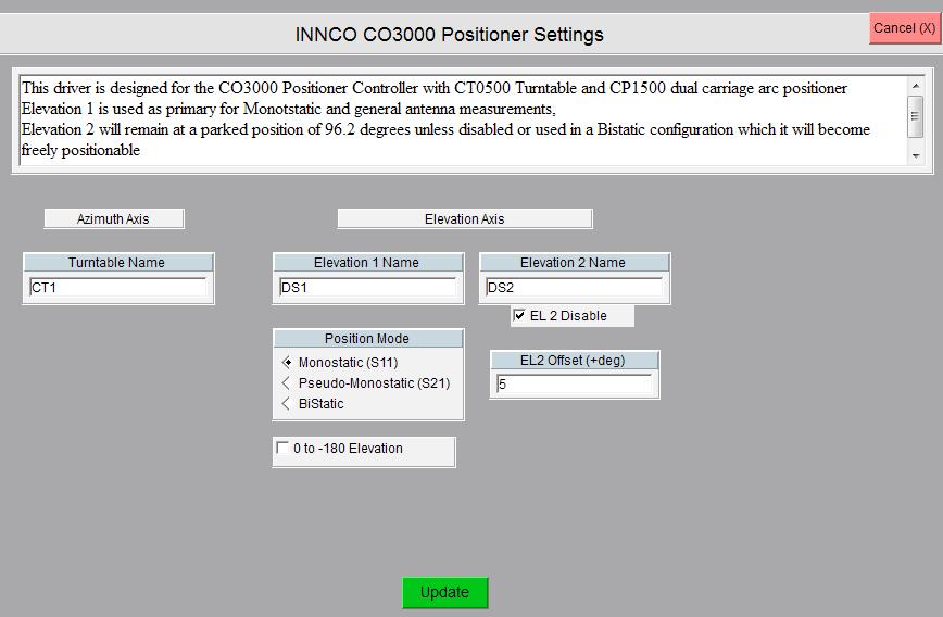 INNCO C03000 Controller - Axis Configuration Standard configuration is 3 axis- one turntable and 2 arc positioners, see the default