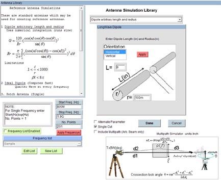 VNA Emulator / Antenna Library Antenna Simulation Library This feature is accessed by selecting VNA Emulator from the instrument pulldown.