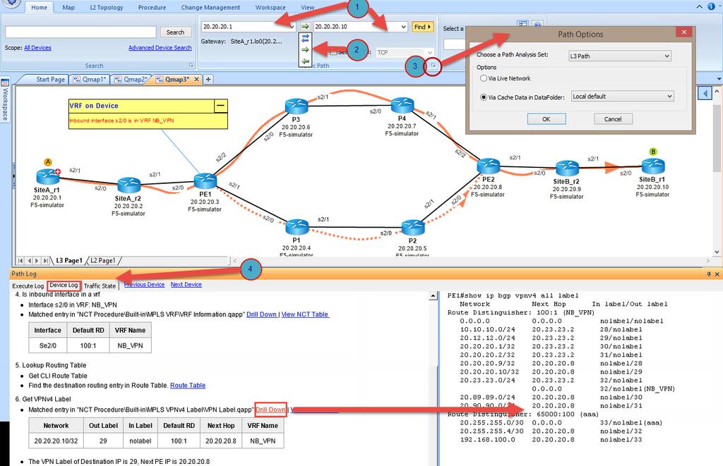4.1 Map an Application Path Discover and map the application path (L3 and L2) between two end