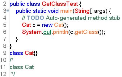 Object class getclass() Returns