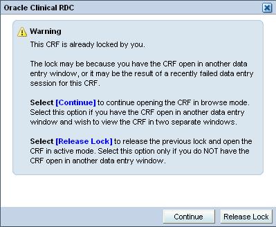 DATA ENTRY: VIEWING CRFS OnSite will allow you to view, enter and/or update up to three CRFs simultaneously If you try to open a CRF you currently have open you will get the