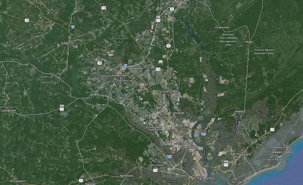 Location Distance to Major Economic Drivers Map of Charleston MSA Altitude: 55 miles (290,400 ft.) 1 No.