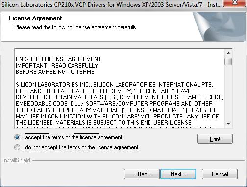 The license agreement is displayed: The installer asks for the destination