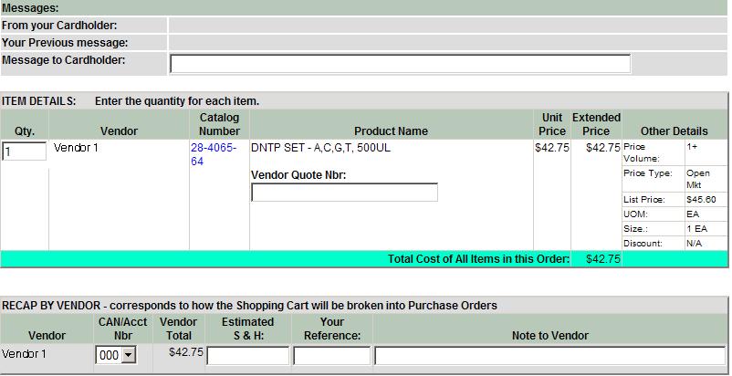 Shoppers View of Shopping Cart: Shopper can send comments about the order to buyer and vice-versa Add own reference number h For special vendor