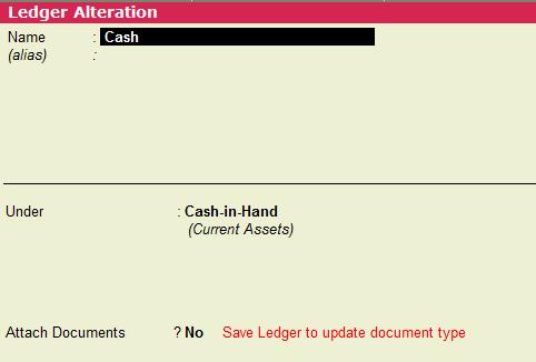 The Document Types defined here, will be displayed in Ledgers created under this Group. Save the Group Alteration after configuration. 2.