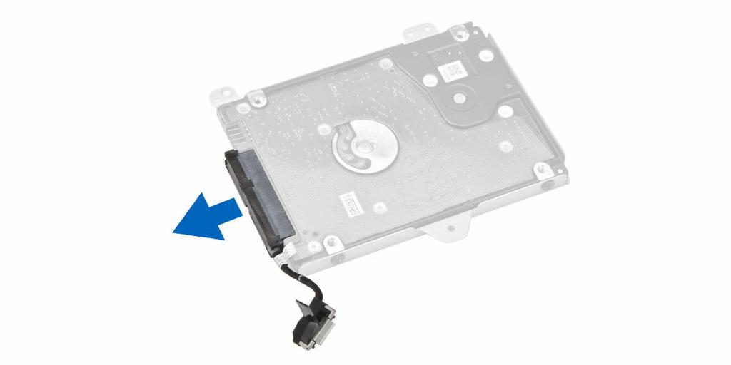 6. Remove the screws that secure the hard-drive bracket to the hard drive [1] and remove the hard drive from the hard-drive bracket [2].