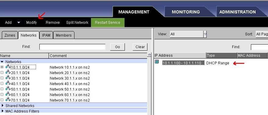 8. In the DHCP Failover tab, click OK. 9. In the Members page that appears, select the Networks tab (not shown). 10. In the Networks page that appears, browse to Networks 10.1.1.0/24 in the left hand pane, click or highlight the 10.
