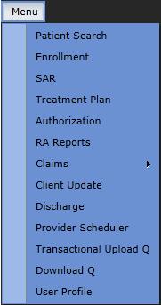 PATIENT ENROLLMENT To enroll a patient, click on Menu in the upper left hand corner of the screen, then Enrollment.